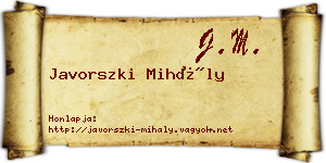 Javorszki Mihály névjegykártya
